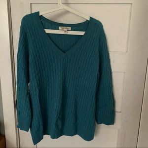 Banana Republic Cozy Teal V-Neck Sweater XL